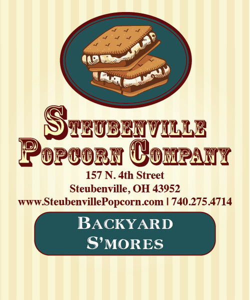 Backyard S'mores - Chocolate Popcorn, Chocolate Drizzle, Mini Marshmallows, & Graham Crackers