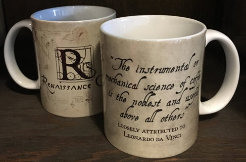 Leonardo da Vinci Science of Coffee Quote Mug
